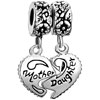 Mother Jewelry Heart Shape "Mother And Daughter" Love Dangle European Beads All Brands Charms Bracelets