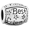 "Best Friend" Star Silver Plated Beads Charms Bracelets