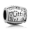 Oval Black Daddy'S Little Girl Heart Love Silver Plated Beads Charms Brace...