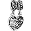 Best Friends Love  Heart  Dangle European Beads