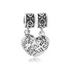 Big Sis &amp; Lil Butterfly Engraved Heart 925 Sterling Dangle European Be...
