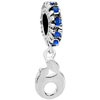 Sep Birthstone Sapphire Blue Crystal Dangle Mom Baby Family Love Beads Charms Bracelets