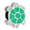 Green Tortoiseshell Turtle Silver Plated Beads Charms Bracelets