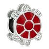 Red Tortoiseshell Turtle Silver Plated Beads Charms Bracelets