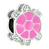 Little Cute Pink Tortoise Silver Plated Beads Charms Bracelets