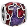 Red With Purple Giraffe Silver Plated Beads Charms Bracelets