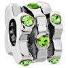 August Birthstone With Edges And Corners Silver Plated Beads Charms Bracel...