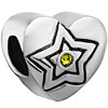 Topaz Yellow Rhinestone Crystal Diamond Accent Star Heart Love Silver Plat...