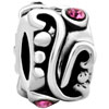 With October Birthstone Round Silver Plated Beads Charms Bracelets