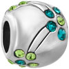 Peridot August And Aquamarine March Birthstone Crystal Flower Silver Plate...
