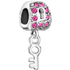 Lock Key Pink Fit All Brands Dangle European Beads Charms Bracelets