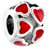 Heart Shape July Birthstone Crystal Love Silver Plated Beads Charms Bracel...