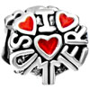 Letters With Red Hots Heart Love Silver Plated Beads Charms Bracelets