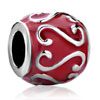 Red Enamel With S Classic Silver Plated Beads Charms Bracelets