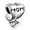 Mother Jewelry Heart Shape Mom With Cute Baby Love Silver Plated Beads Cha...