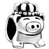 Cute Pig With  Crown Silver  Plated Beads Charms Bracelets