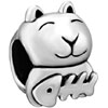 Cute Cat With Fish Silver Plated Beads Charms Bracelets