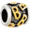 Golden "B" Letter Classic Two Tone Plated Beads Charms Bracelets