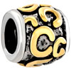 Golden "C" Letter Classic Two Tone Plated Beads Charms Bracelets
