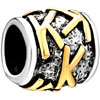 Golden " K "  Letter  Classic Two Tone Plated Beads Charms Bracelets