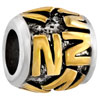 Golden N Letter Classic Two Tone Plated Beads Charms Bracelets