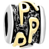 22K Gold Plated Silver Letter P Wheel Spacer Beads Charms Bracelets