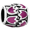 Pink Flowers Enamel Wheel Spacer Silver Plated Beads Charms Bracelets