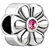 Rose Pink Crystal Flower All Brand Silver Plated Beads Charms Bracelets
