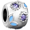 Light Sky Blue Petals Amethyst Flower Crystal Diamond Accent Floral Silver...
