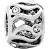 Openwork Carving With April Birthstone Silver Plated Beads Charms Bracelets