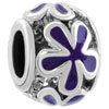 Purple Flower Fit All Brands Silver Plated Beads Charms Bracelets