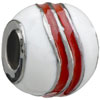 White With Red Fringe Silver Plated Beads Charms Bracelets
