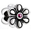 925 Sterling Silver Rose Crystal Diamond Accent Flower All Brand Beads Cha...