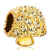 22K Citrine Yellow Enamel Clear White Crystal Mushroom Gold Plated Beads C...