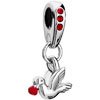 Garnet Red Diamond Accent Pigeon Drip Heart Love Dangle European Beads All...