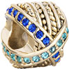 22K Mix Matched Aquamarine Sapphire Blue Rhinestone Crystal Gold Plated Beads Charms Bracelets