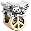 22K Cute Sleeping Angel Peace Symbol All Brand Two Tone Plated Beads Charm...