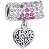 Clear White Rose Pink Diamond Accent Heart Love Dangle European Beads All ...