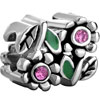 Green Enamel Leaf Rose Pink Crystal Flower Floral All Brand Silver Plated ...