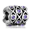 Feb Birthstone Amethyst Purple Crystal Diamond Accent All Brand Silver Plated Beads Charms Bracelets