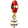 Red Drip Lifebuoy Dangle Golden Anchor White Blue Fit All Brands Gold Plated Beads Charms Bracelets