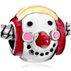 22K Cute Snowman Red Drip Nose Earphone Xmas Gold Plated Beads Charms Brac...