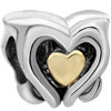 22K Dolphins Heart Love Two Tone Plated Beads Charms Bracelets