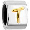 Round With Capitalized Letter T Two Beads Charms Bracelets