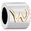22K Gold Plated Silver Letter W Wheel Spacer Beads Charms Bracelets