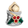 22K Mistletoe Light Red Crystal Diamond Accent Two Tone Plated Beads Charms Bracelets