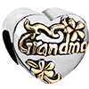 Heart Flower Grandma Love Fit All Brands Two Tone Plated Beads Charms Brac...