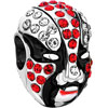 Garnet Red Crystal Diamond Accent Peking Opera Mask Silver Plated Beads Ch...
