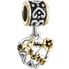 Flower Heart Dangle Love  Aunt  Fit All Brands Two Tone Plated Beads  ... 