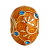 22K Orange Sapphire Blue Crystal Floral Vine Easter Faberge Egg Gold Plated Beads Charms Bracelets
